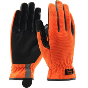 #120-4600 Synthetic Leather Palm and Hi-Vis Fabric Back - PVC Grip on Index Finger/Thumb