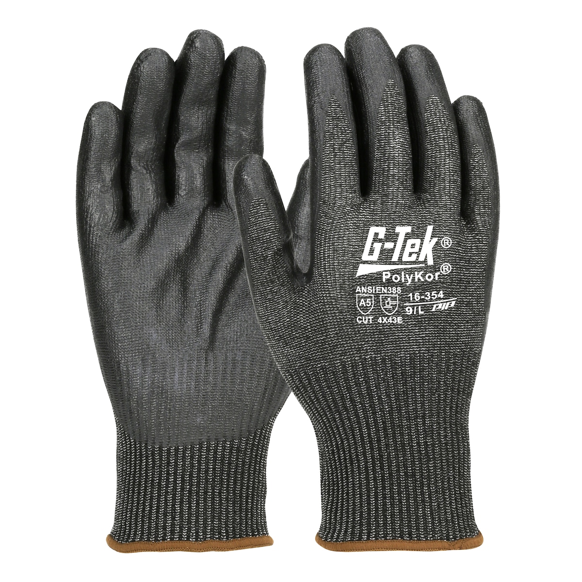 #16-354 G-Tek® PolyKor Seamless Knit PolyKor® Blended Glove with Nitrile Coated Foam Grip on Palm & Fingers