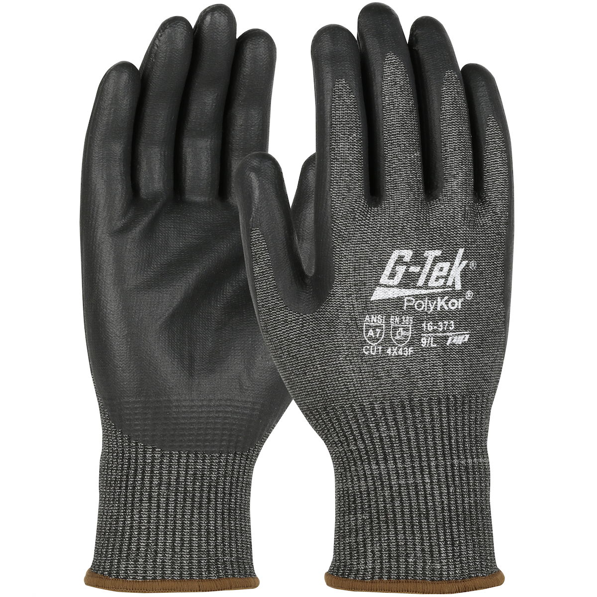 #16-373 Seamless Knit PolyKor® Ansi 7 Blended Glove with Nitrile Coated Foam Grip on Palm & Fingers – Touchscreen Compatible