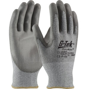 #16-560 Seamless Knit PolyKor® Blended Ansi 4 Cut Rated Glove with Polyurethane Coated Flat Grip on Palm & Fingers