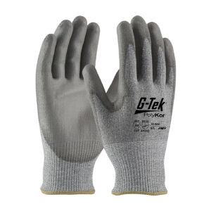 #16-564 Industry Grade Seamless Knit PolyKor® Ansi 4 Blended Glove with Polyurethane Coated Flat Grip on Palm & Fingers - 12 Pack