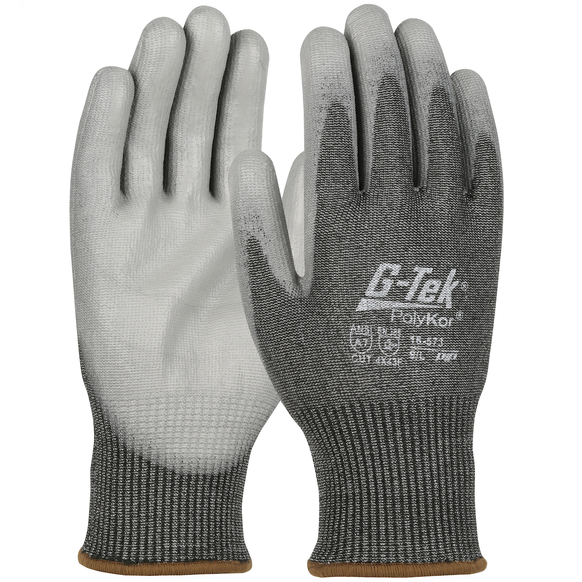 #16-573 Seamless Knit PolyKor® Ansi Cut 7 Blended Glove with Polyurethane Coated Flat Grip on Palm & Fingers – Touchscreen Compatible