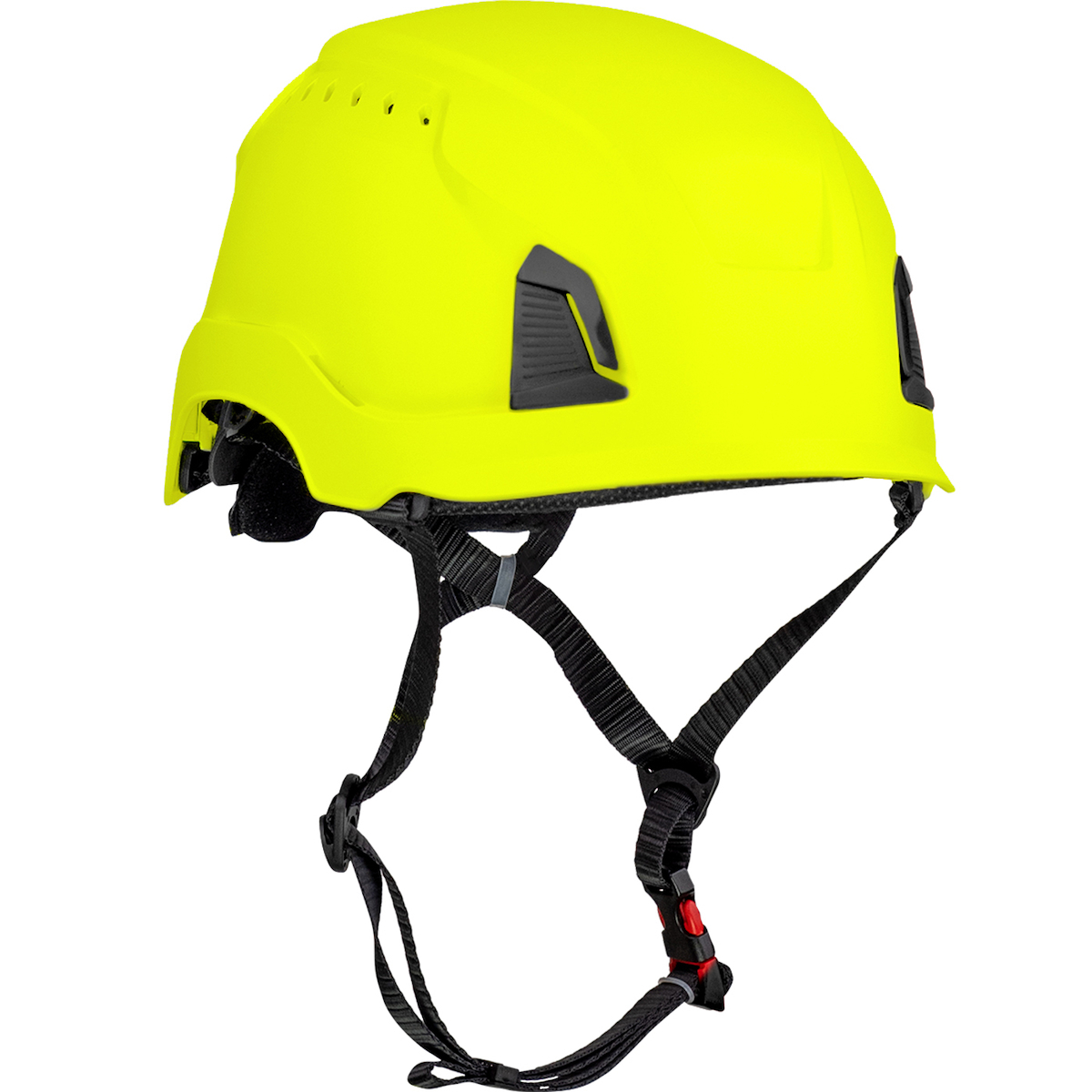 #280-HP1491RV Vented, Industrial Climbing Helmet, Type II, Non-MIPS, ABS Shell, EPS Liner, HDPE Suspension, Wheel Ratchet Adjustment, with 4-Point Chin Strap