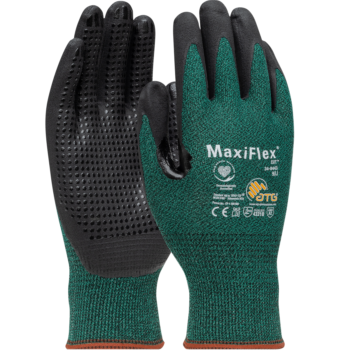 #34-8443 Seamless Knit Engineered Yarn Glove with Premium Nitrile Coated MicroFoam Grip on Palm & Fingers - Micro Dot Palm - Touchscreen Compatible