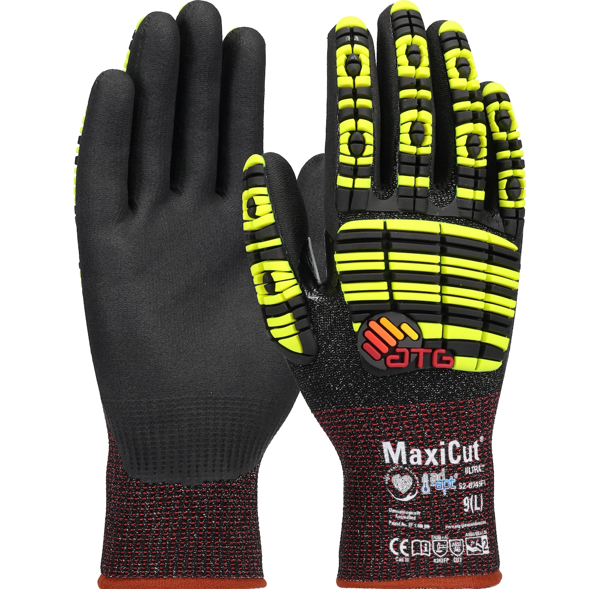 #52-6745FI MaxiCut Ultra Seamless Knit Engineered Yarn with Impact Protection and Premium Nitrile Coated MicroFoam Grip plus AD-APT™ Technology - Touchscreen Compatible