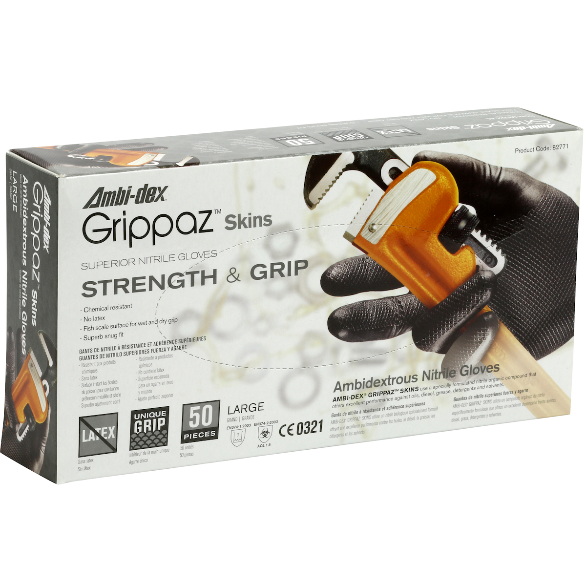 #67-246 Extended Use Ambidextrous Nitrile Glove with Textured Fish Scale Grip - 6 Mil - Image 2