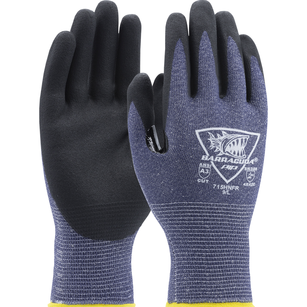 #715HNFR Seamless Knit Polykor Blended Glove with Nitrile Coated Foam Grip on Palm & Fingers, Touchscreen