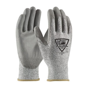 #719DGU Seamless Knit Polykor Ansi 2 Blended Glove with Polyurethane Coated Flat Grip on Palm & Fingers