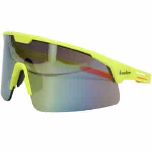 #250-41-0004 Enhanced Coverage Half-Frame Safety Glasses, with Hi-Vis Green Frame, Silver Mirror Plus PRO Lens, and Anti-Scratch Coating